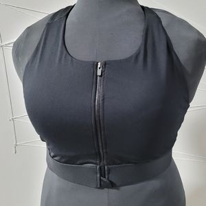 Black Zipper Front Fabletics Sports Bra